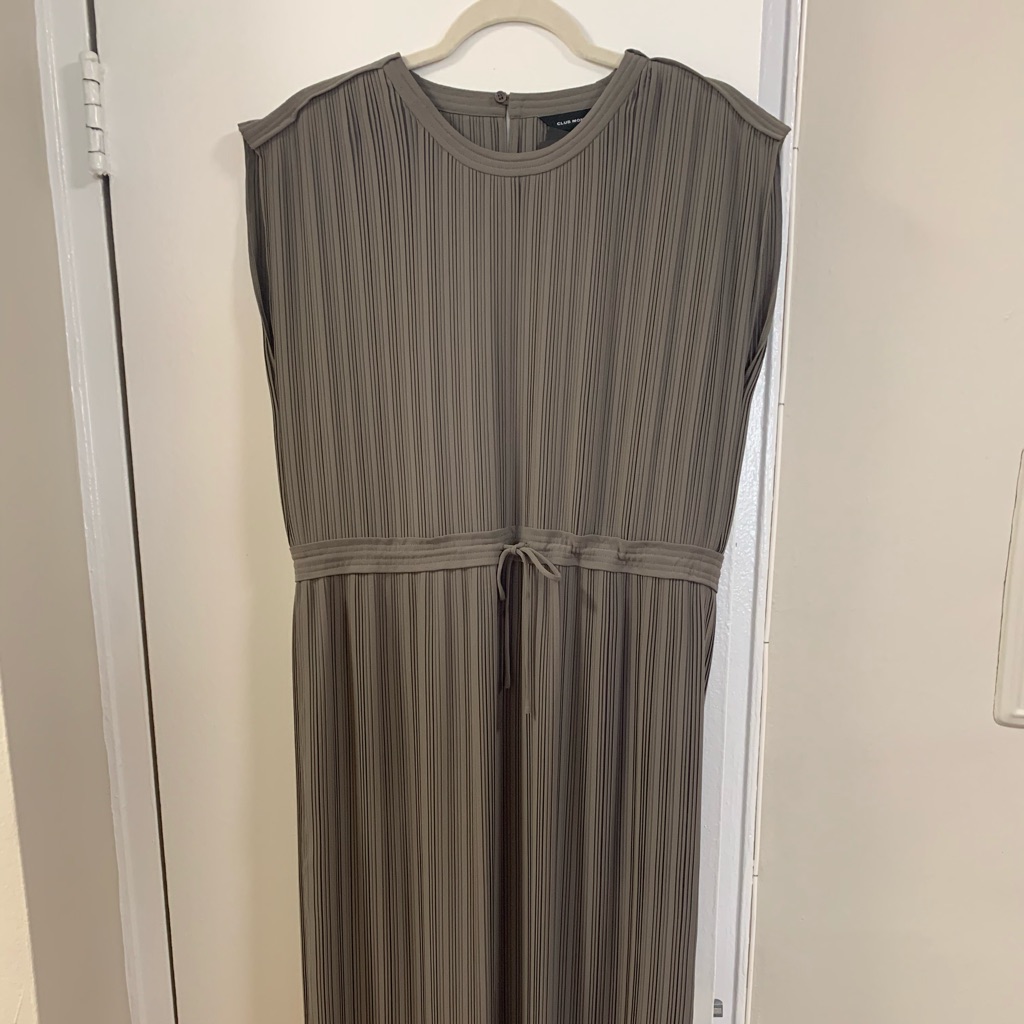 Club Monaco Pleated Olive Green Dress